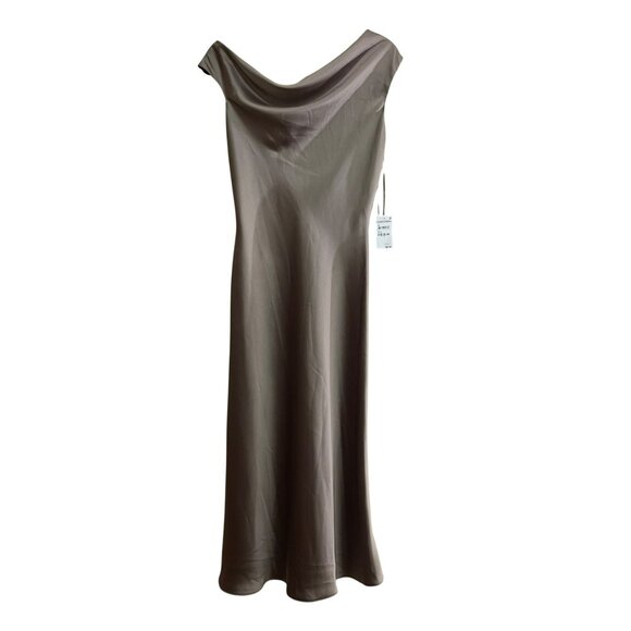 Amsale $360 Satin Midi One Shoulder Formal Dress Size 2 NWT - Picture 4 of 8